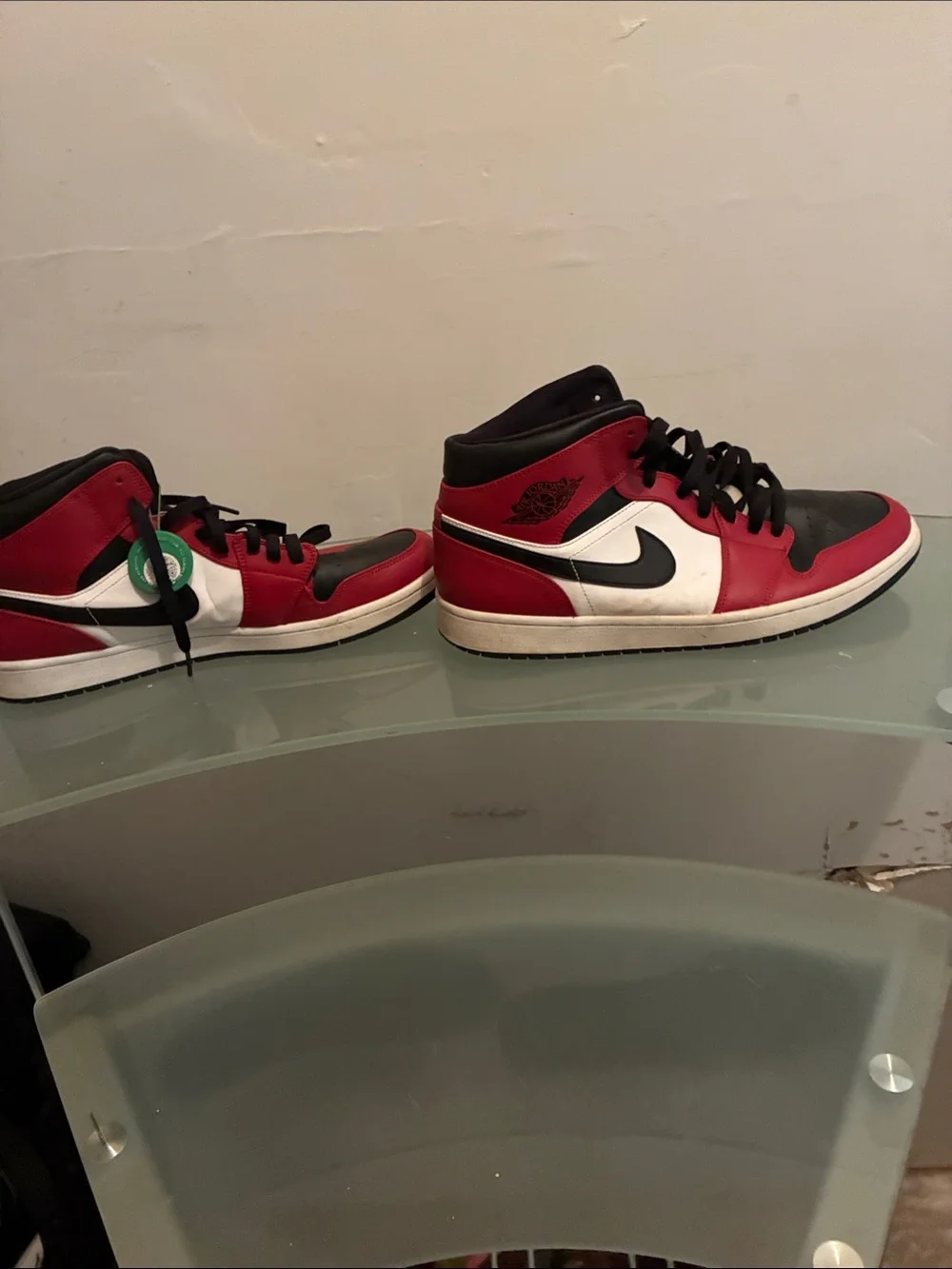 Man red/and black white high top sneaker